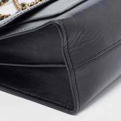 Coach Black Leather Small Parker Chain Flap Shoulder Bag