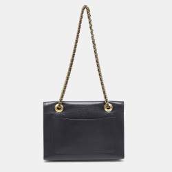 Coach Black Leather Small Parker Chain Flap Shoulder Bag