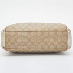 Pre Owned Coach Beige/Tan Signature Coated Canvas and Leather Christie Carryall Shoulder Bag
