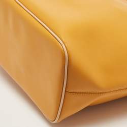 Pre Owned Coach Beige/Custard Yellow Leather Park Metro Shopper Tote