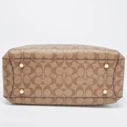 Pre Owned Coach Beige Signature Coated Canvas and Leather Small Margot Carryall Satchel