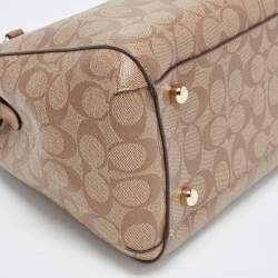 Pre Owned Coach Beige Signature Coated Canvas and Leather Small Margot Carryall Satchel