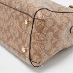 Pre Owned Coach Beige Signature Coated Canvas and Leather Small Margot Carryall Satchel