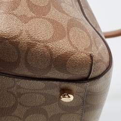 Pre Owned Coach Beige Signature Coated Canvas and Leather Small Margot Carryall Satchel
