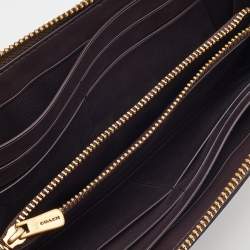Coach Beige/Black Signature Coated Canvas and Leather Accordion Zip Around Wallet