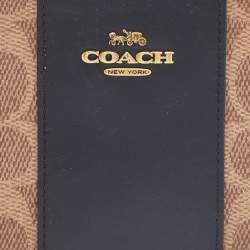 Coach Beige/Black Signature Coated Canvas and Leather Accordion Zip Around Wallet