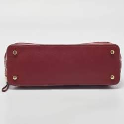 Coach Dark Red Signature Embossed Patent and Leather Mini Sierra Satchel
