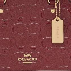 Coach Dark Red Signature Embossed Patent and Leather Mini Sierra Satchel