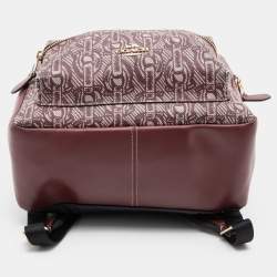 Coach Maroon Signature Coated Canvas and Leather Backpack