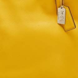 Pre Owned Coach Yellow Leather Madison East West Tote