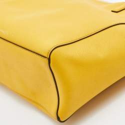 Pre Owned Coach Yellow Leather Madison East West Tote