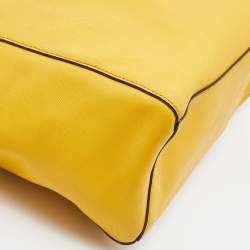 Pre Owned Coach Yellow Leather Madison East West Tote