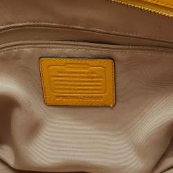 Pre Owned Coach Yellow Leather Madison East West Tote