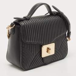 Pre Owned Coach Black Quilted Leather Top Handle Bag 