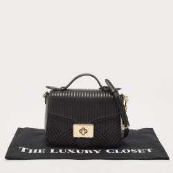 Pre Owned Coach Black Quilted Leather Top Handle Bag 