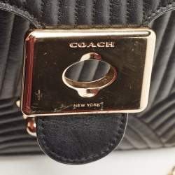 Pre Owned Coach Black Quilted Leather Top Handle Bag 