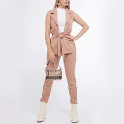 Pre Owned Coach Brown/Beige Signature Canvas and Leather Baguette Bag 