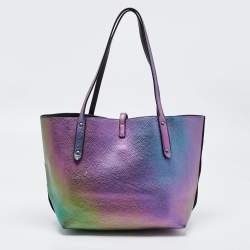 Pre Owned Coach Multicolor Iridescent Leather Market Tote 