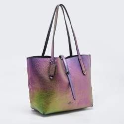 Pre Owned Coach Multicolor Iridescent Leather Market Tote 