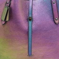 Pre Owned Coach Multicolor Iridescent Leather Market Tote 