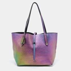 Pre Owned Coach Multicolor Iridescent Leather Market Tote 