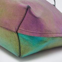 Pre Owned Coach Multicolor Iridescent Leather Market Tote 