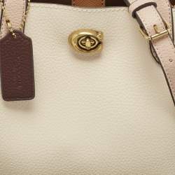 Pre Owned Coach Off White/Pink Leather Willow Tote