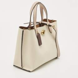 Pre Owned Coach Off White/Pink Leather Willow Tote