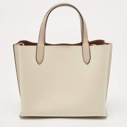 Pre Owned Coach Off White/Pink Leather Willow Tote