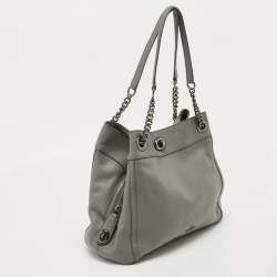 Pre Owned Coach Grey Leather Turnlock Edie Shoulder Bag