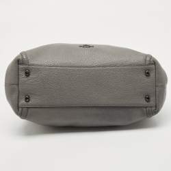 Pre Owned Coach Grey Leather Turnlock Edie Shoulder Bag
