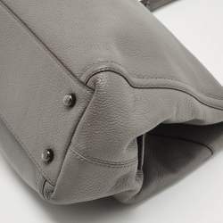 Pre Owned Coach Grey Leather Turnlock Edie Shoulder Bag