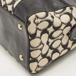 Coach Black/White Signature Canvas and Leather Legacy Haley Satchel