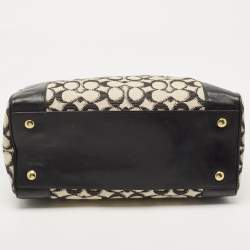 Coach Black/White Signature Canvas and Leather Legacy Haley Satchel