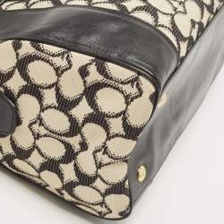 Coach Black/White Signature Canvas and Leather Legacy Haley Satchel