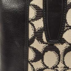 Coach Black/White Signature Canvas and Leather Legacy Haley Satchel