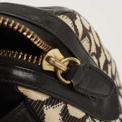 Coach Black/White Signature Canvas and Leather Legacy Haley Satchel