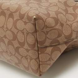 Coach Beige/Brown Signature Coated Canvas and Leather City Zip Tote