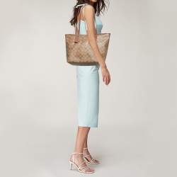 Coach Beige/Brown Signature Coated Canvas and Leather City Zip Tote