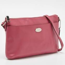 Pre Owned Coach Pink Leather Pop Up Pouch Crossbody Bag
