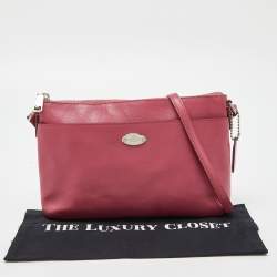 Pre Owned Coach Pink Leather Pop Up Pouch Crossbody Bag