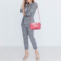 Pre Owned Coach Pink Leather Pop Up Pouch Crossbody Bag