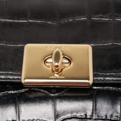 Coach Black Croc Embossed leather Cassidy Chain Shoulder Bag