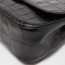 Coach Black Croc Embossed leather Cassidy Chain Shoulder Bag