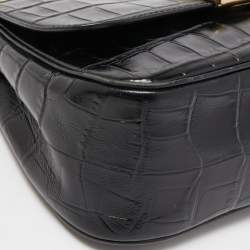 Coach Black Croc Embossed leather Cassidy Chain Shoulder Bag