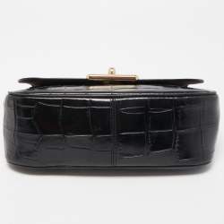 Coach Black Croc Embossed leather Cassidy Chain Shoulder Bag