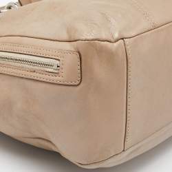 Pre Owned Coach Beige Leather Business To Zip  Tote