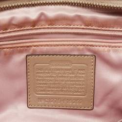 Pre Owned Coach Beige Leather Business To Zip  Tote