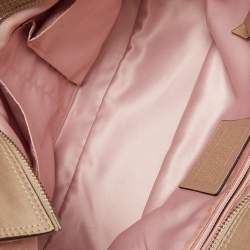 Pre Owned Coach Beige Leather Business To Zip  Tote