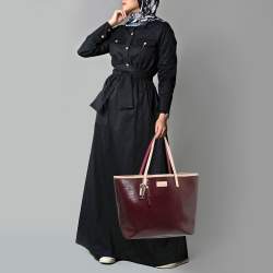 Pre Owned Coach Burgundy Patent Leather Metro Tote